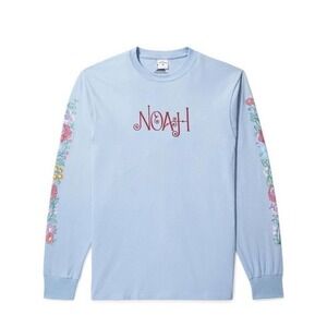 Nwt Noah NY Jimi Hendrix Flowers Tee L Logo Light Blue Long Sleeves 100% Cotton